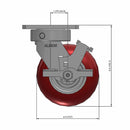 5"x2" Kingpinless Side Locking Caster with MAX-Efficiency Maroon Wheel