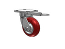 Kingpinless 5"x2" MAX-Efficiency Maroon Caster with 4"x4.5" Plate & Swivel Lock