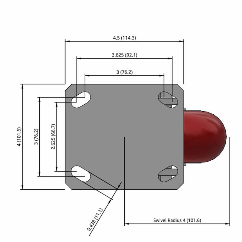 5"x2" Kingpinless Swivel Caster with MAX-Efficiency Maroon Wheel