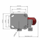 6"x2" Kingpinless Side Locking Caster with MAX-Efficiency Maroon Wheel