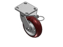 Ext. Lead Kingpinless 6"x2" MAX-Efficiency Maroon Caster with 4"x4.5" Plate & Swivel Lock