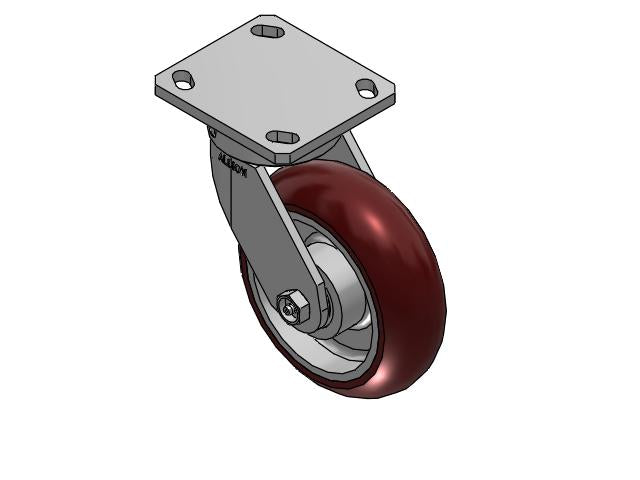 Ext. Lead Kingpinless 6"x2" MAX-Efficiency Maroon Caster with 4"x4.5" Plate