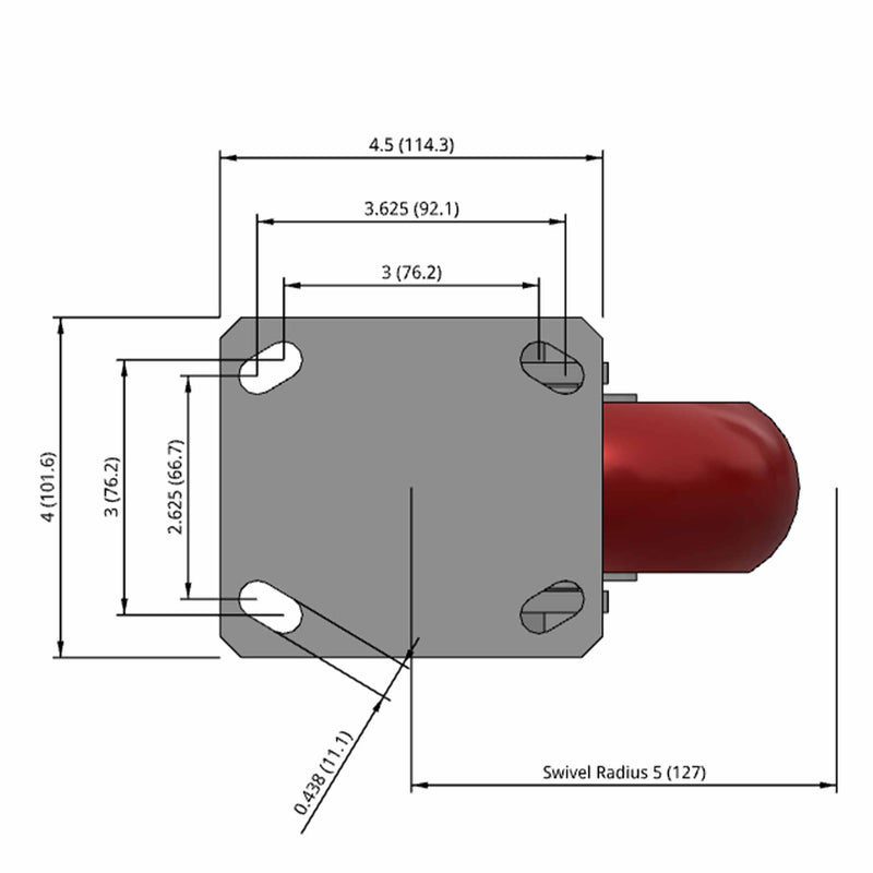 6"x2" Kingpinless Swivel Caster with MAX-Efficiency Maroon Wheel