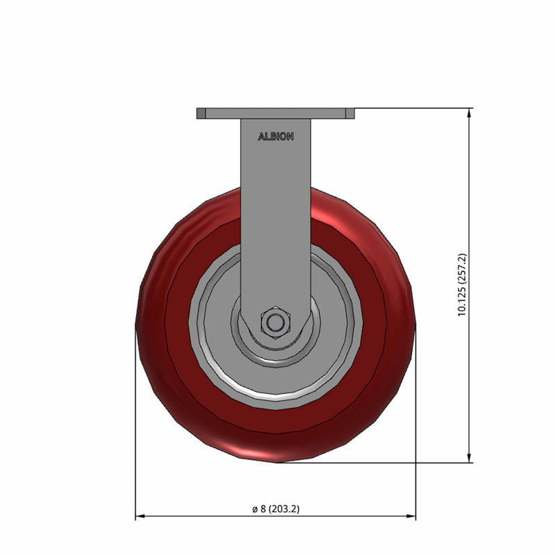 8"x2" Kingpinless Rigid Caster with MAX-Efficiency Maroon Wheel