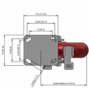 8"x2" Kingpinless Side Locking Caster with MAX-Efficiency Maroon Wheel