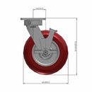8"x2" Kingpinless Side Locking Caster with MAX-Efficiency Maroon Wheel