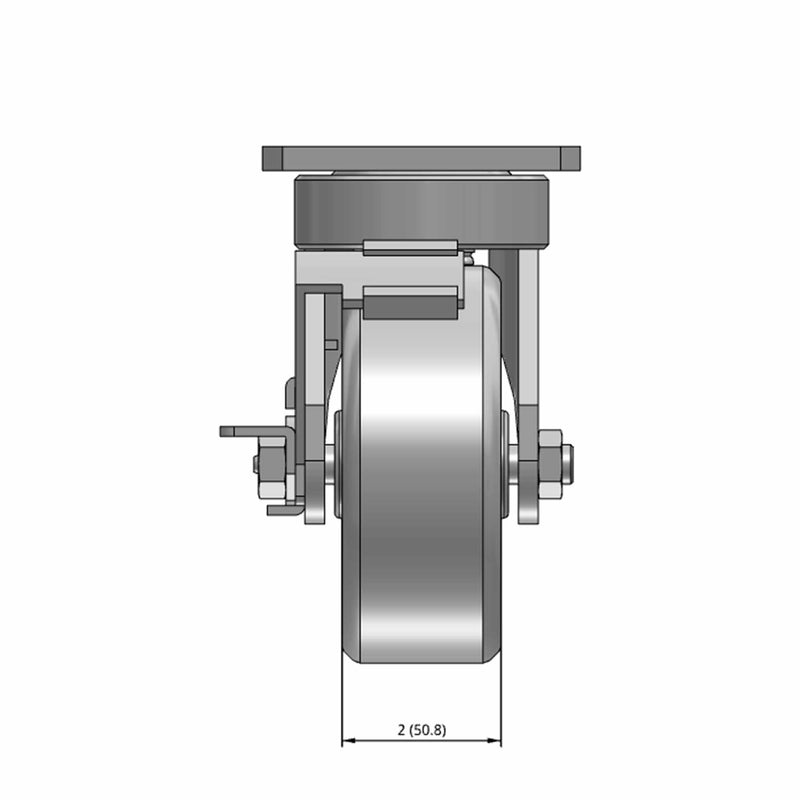 5"x2" Kingpinless Side Locking Caster with Heavy-Duty Cast Iron Wheel