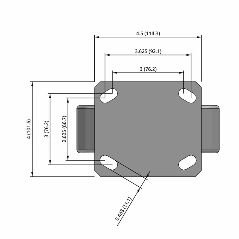 6"x2" Kingpinless Rigid Caster with Heavy-Duty Cast Iron Wheel