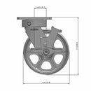 6"x2" Kingpinless Side Locking Caster with Heavy-Duty Cast Iron Wheel