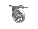 Kingpinless 6"x2" Cast Iron Wheel Caster with 4"x4.5" Plate & Swivel Lock