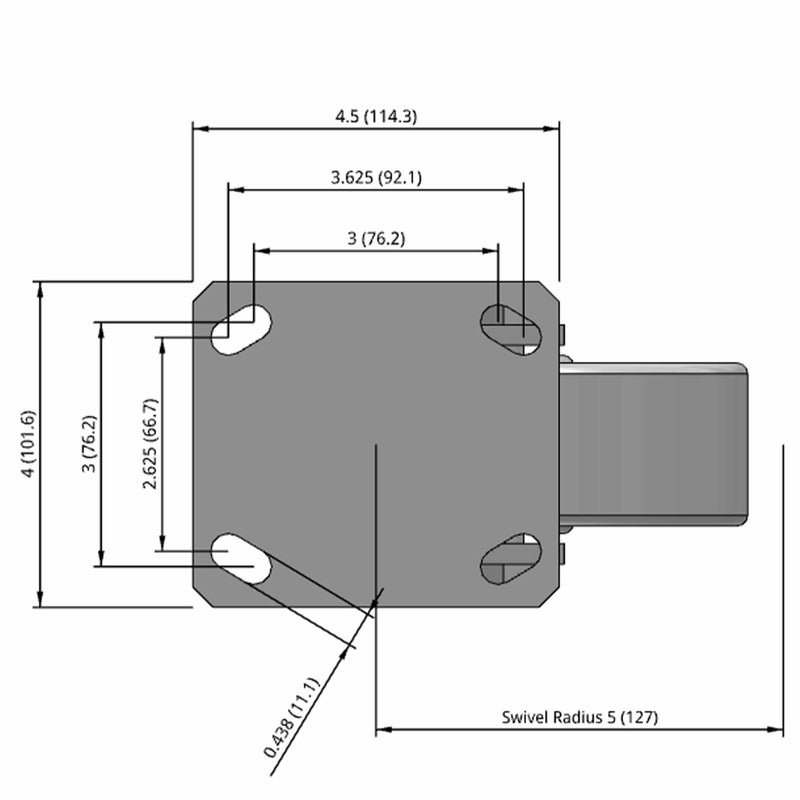 6"x2" Kingpinless Swivel Caster with Heavy-Duty Cast Iron Wheel