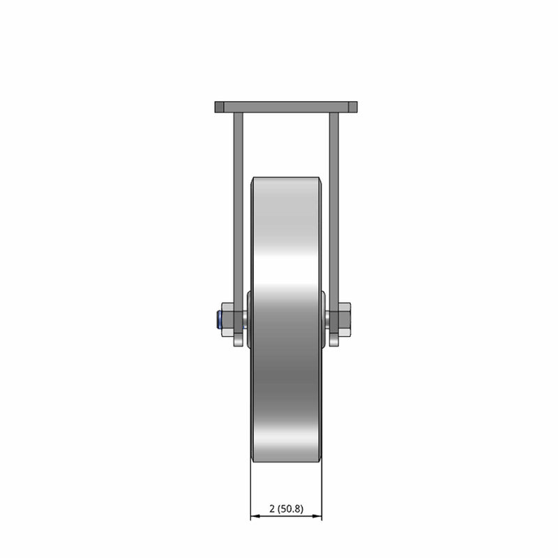 8"x2" Kingpinless Rigid Caster with Heavy-Duty Cast Iron Wheel