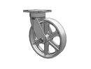 9.5" Height Kingpinless 8"x2" Cast Iron Wheel Caster with 4"x4.5" Plate