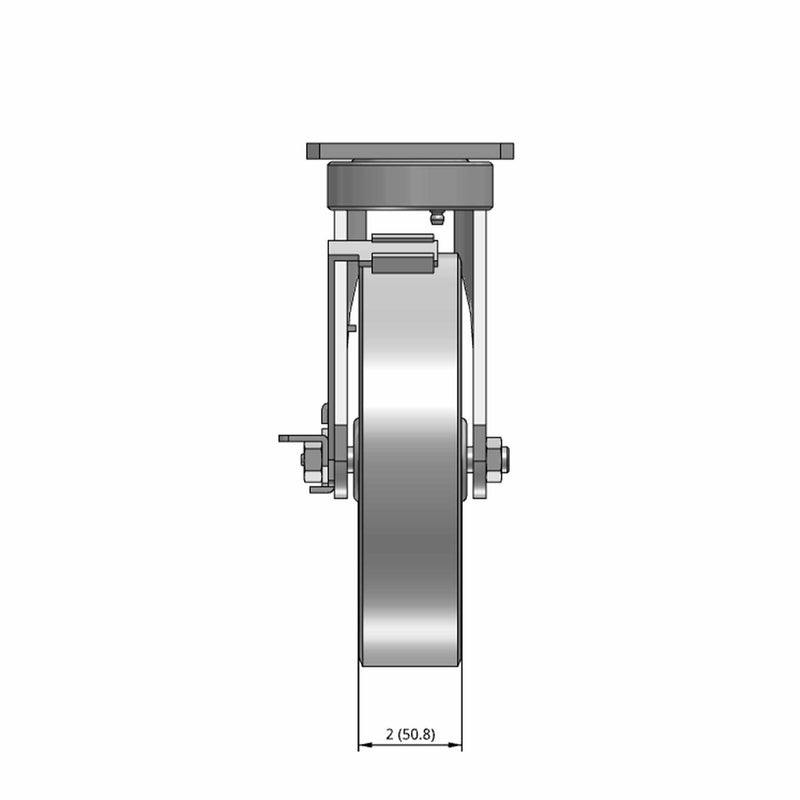 8"x2" Kingpinless Side Locking Caster with Heavy-Duty Cast Iron Wheel