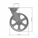 8"x2" Kingpinless Swivel Caster with Heavy-Duty Cast Iron Wheel