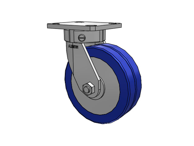 Kingpinless 6"x2" Swivel-EAZ Flat Wheel Caster with 4"x4.5" Plate