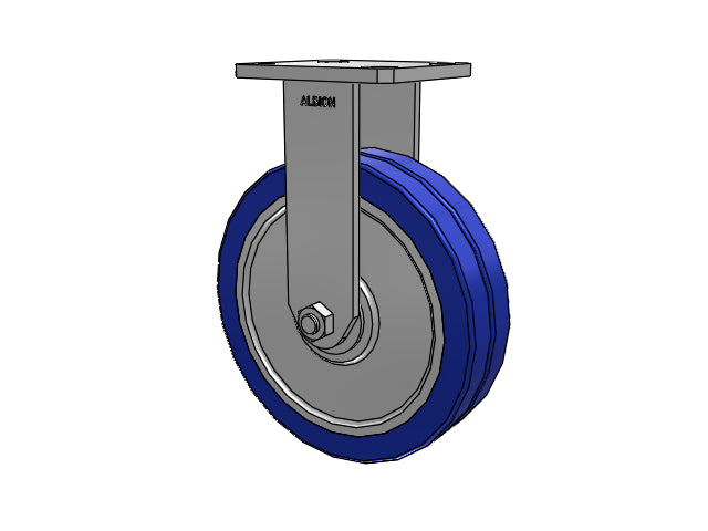 Kingpinless 8"x2" Swivel-EAZ Flat Wheel Rigid Caster with 4"x4.5" Plate