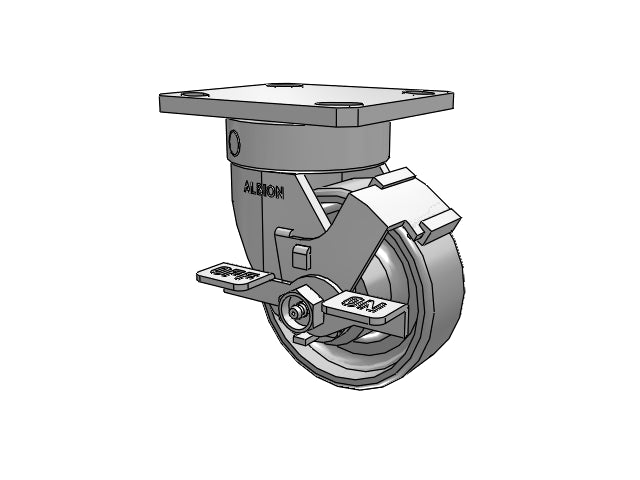 Kingpinless 4"x1.5" Forged Steel Wheel Side-Lock Caster with 4"x4.5" Plate