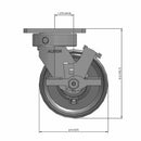 5" Kingpinless Brake Caster with Heavy-Duty Drop Forged Steel Wheel