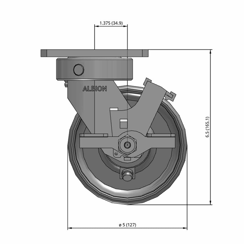 5" Kingpinless Brake Caster with Heavy-Duty Drop Forged Steel Wheel