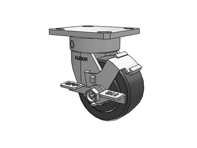 Kingpinless 4"x2" Trionix Nylon Side-Lock Caster with 4"x4.5" Plate