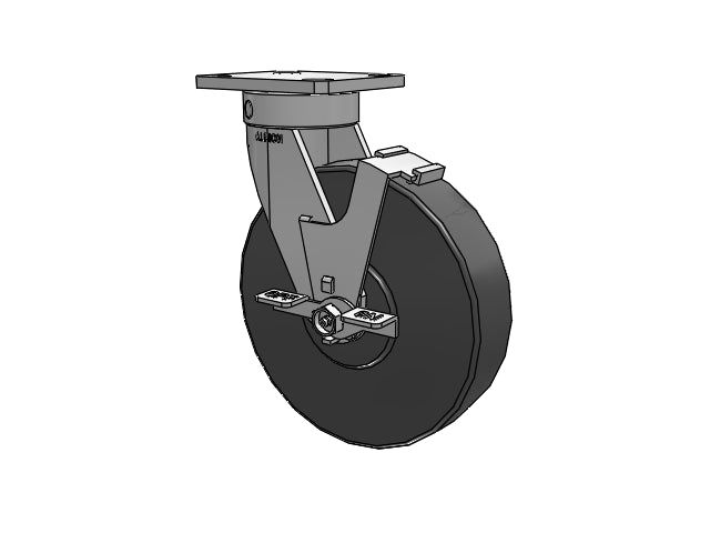 Kingpinless 8"x2" Trionix Nylon Side-Lock Caster with 4"x4.5" Plate