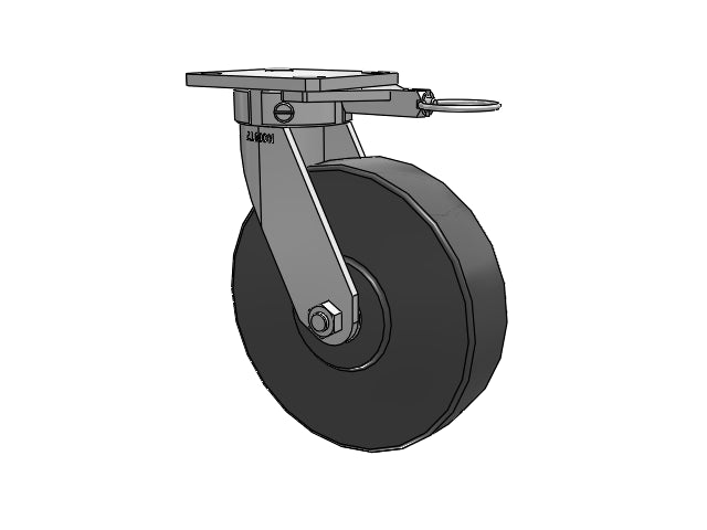 Kingpinless 8"x2" Trionix Nylon Caster with 4"x4.5" Plate & Swivel Lock