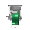 Top dimensioned CAD view of an Albion Casters 4" x 2" wide wheel Swivel caster with 4" x 4-1/2" top plate, with a side locking brake, PD - Polyurethane (Aluminum Core) wheel and 700 lb. capacity part