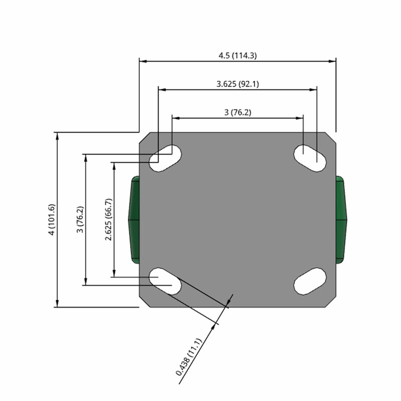 5"x2" Kingpinless Rigid Caster with Polyurethane-on-Aluminum Wheel