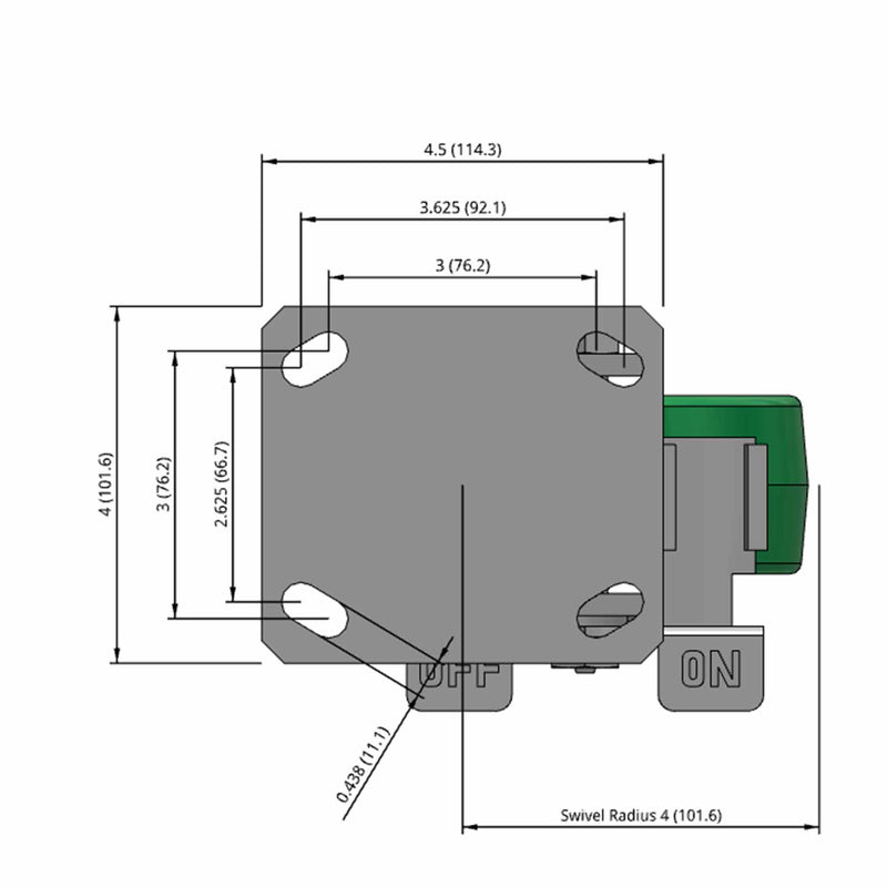 5"x2" Kingpinless Locking Caster with Polyurethane-on-Aluminum Wheel