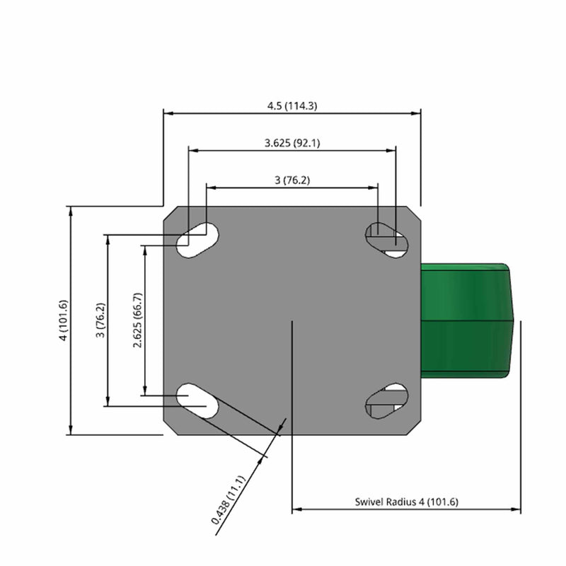 5"x2" Kingpinless Swivel Caster with Polyurethane-on-Aluminum Wheel