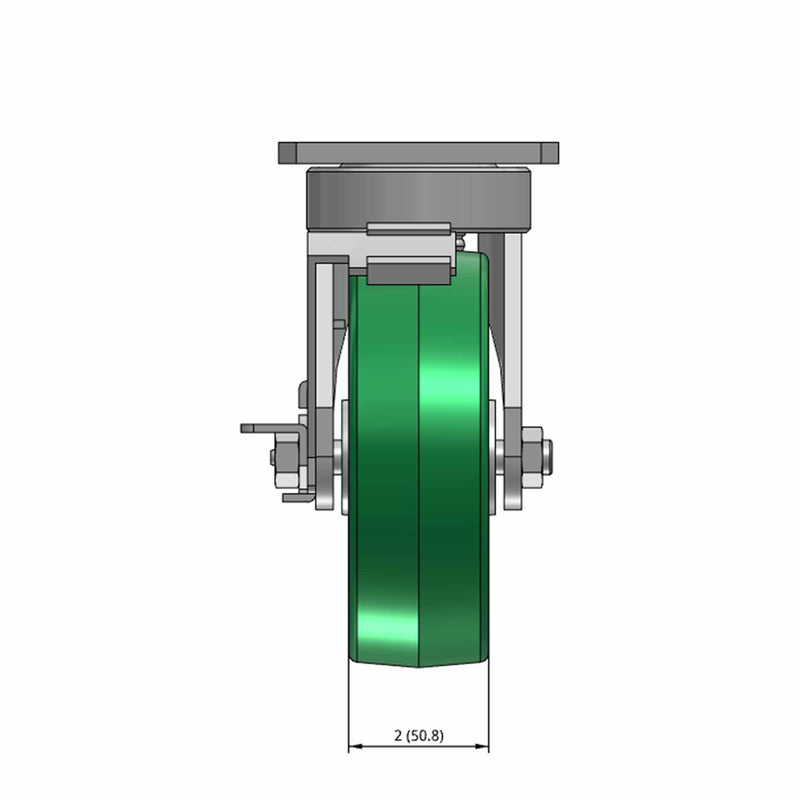 6"x2" Kingpinless Locking Caster with Polyurethane-on-Aluminum Wheel