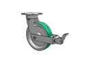 Kingpinless 8"x2" Polyurethane-on-Aluminum Caster with Face Brake and 4"x4.5" Plate