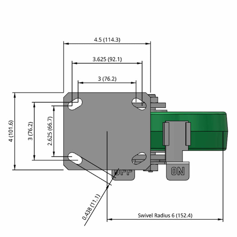 8"x2" Kingpinless Locking Caster with Polyurethane-on-Aluminum Wheel