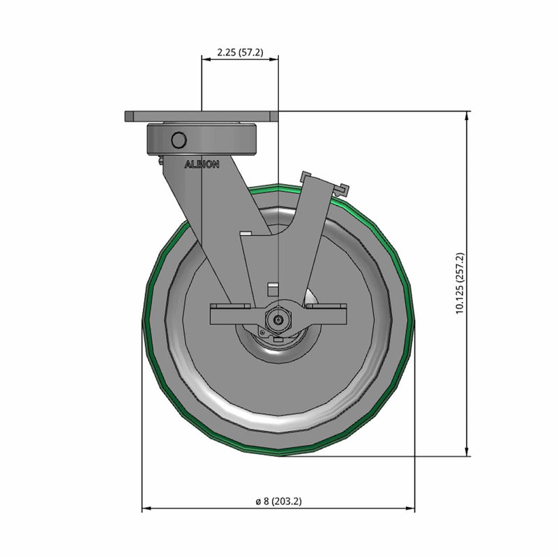 8"x2" Kingpinless Locking Caster with Polyurethane-on-Aluminum Wheel
