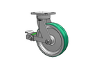 Kingpinless 8"x2" Polyurethane-on-Aluminum Caster with Poly-Cam Brake and 4"x4.5" Plate