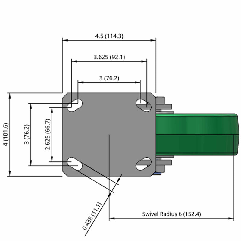 8"x2" Kingpinless Swivel Caster with Polyurethane-on-Aluminum Wheel
