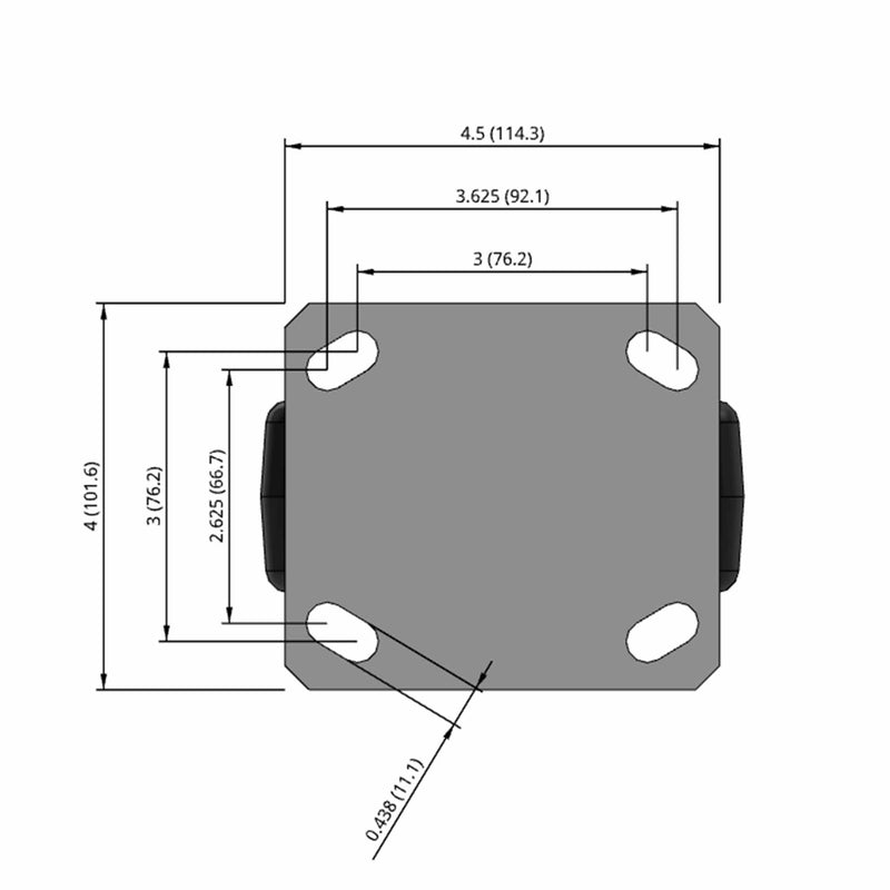 5"x2" Kingpinless Rigid Caster with USA-Made Phenolic Wheel