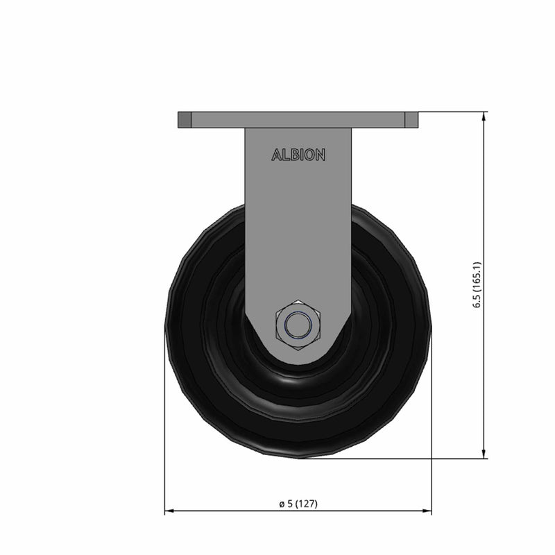 5"x2" Kingpinless Rigid Caster with USA-Made Phenolic Wheel