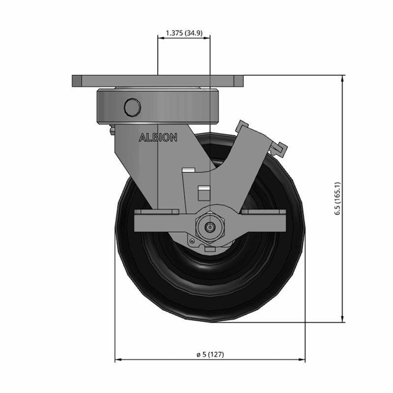 5"x2" Kingpinless Locking Caster with USA-Made Phenolic Wheel