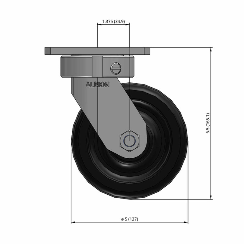 5"x2" Kingpinless Swivel Caster with USA-Made Phenolic Wheel