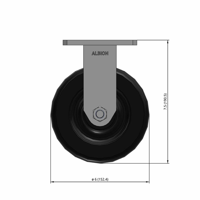6"x2" Kingpinless Rigid Caster with USA-Made Phenolic Wheel