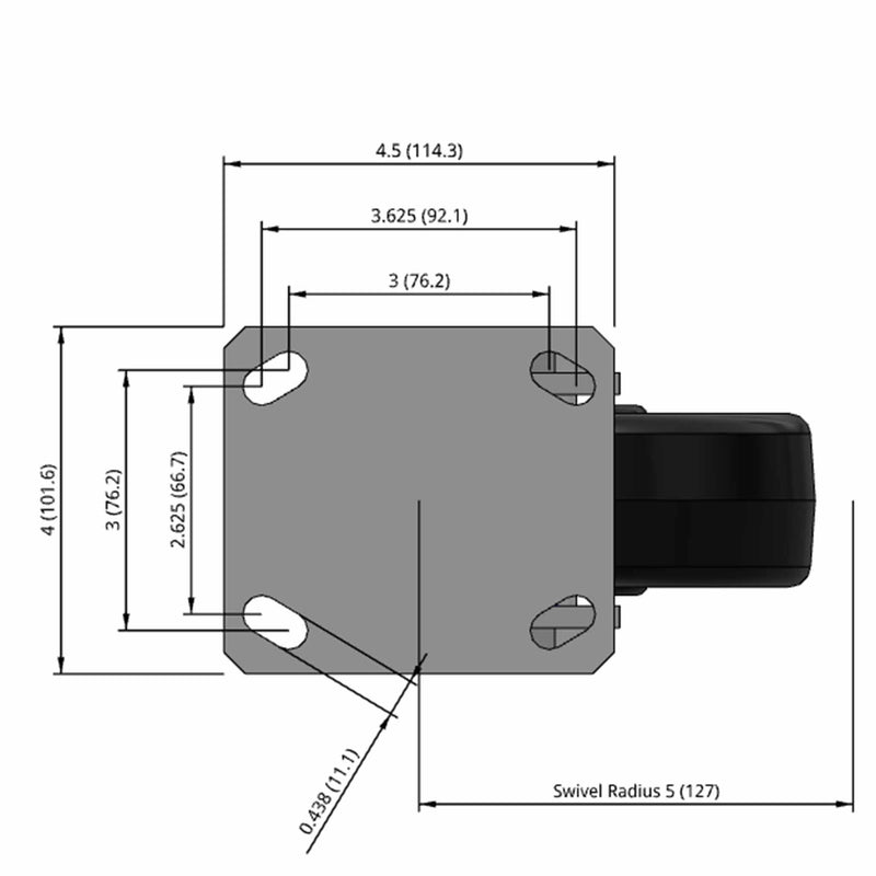 6"x2" Kingpinless Swivel Caster with USA-Made Phenolic Wheel