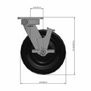 8"x2" Kingpinless Locking Caster with USA-Made Phenolic Wheel