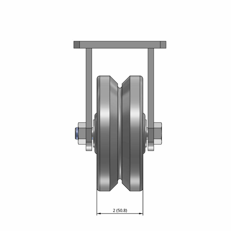 5"x2" Kingpinless Rigid Caster with V-Groove Cast Iron Wheel