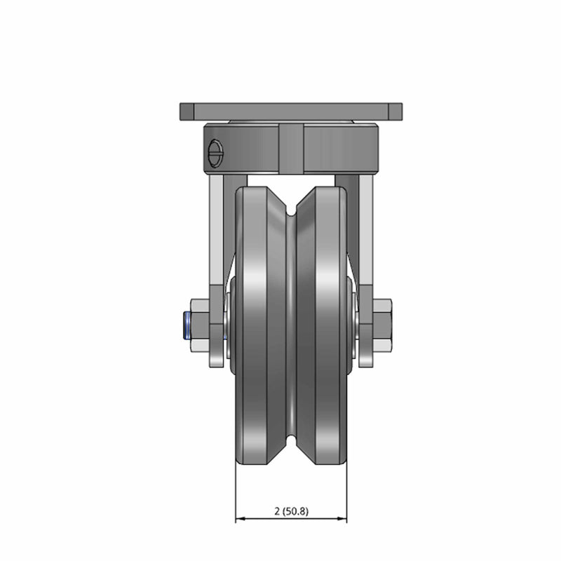 5"x2" Kingpinless Swivel Caster with V-Groove Cast Iron Wheel