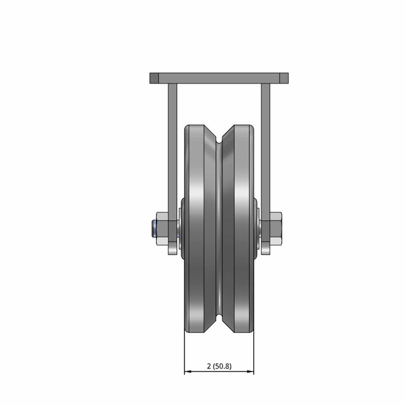 6"x2" Kingpinless Rigid Caster with V-Groove Cast Iron Wheel