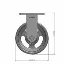6"x2" Kingpinless Rigid Caster with V-Groove Cast Iron Wheel