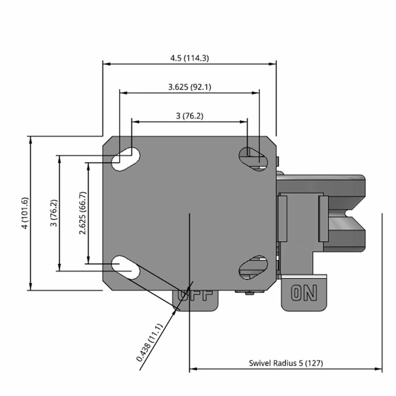 6"x2" Kingpinless Locking Caster with V-Groove Cast Iron Wheel