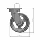 6"x2" Kingpinless Swivel Caster with V-Groove Cast Iron Wheel